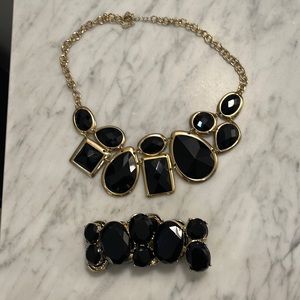 Black and gold necklace and bracelet